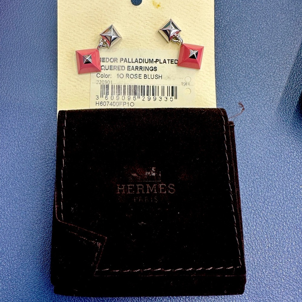 Hermes Medor Palladium Plated Lacquered Earrings